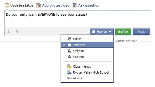 Facebook: Status Update Options