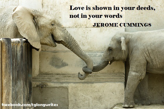 "Love is shown in your deeds, not in your words." Jerome Cummings