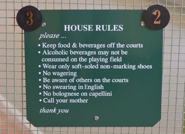 Bocce rules sign