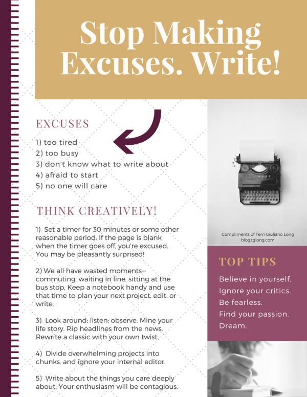 Top 10 Excuses For Not Writing And Overcoming Excuses Worksheet 